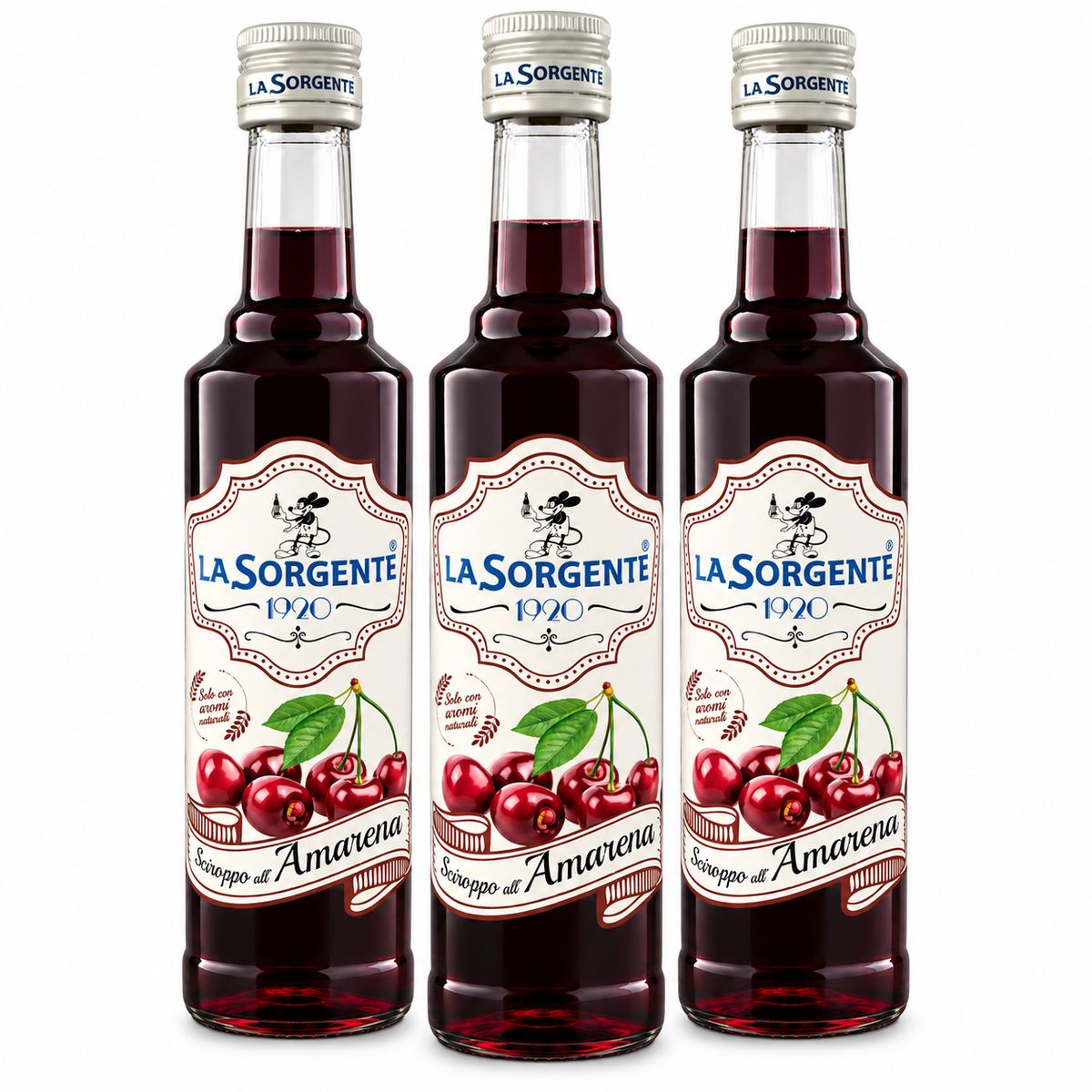 Jarabe de cereza negra La Sorgente 500 ml - 3 unidades
