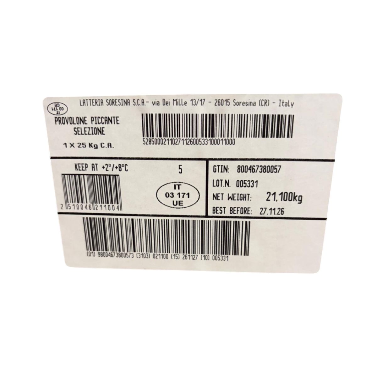 Latteria Soresina Provolone Mandarone Épicée Environ 25 Kg