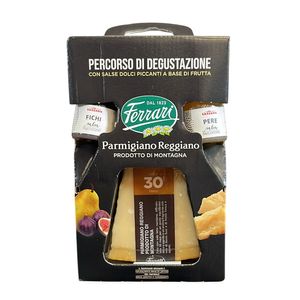Ferrari Parmigiano Reggiano Über 30 Monate Gereift mit Feigen- und Birnenkonfitüre 300 g – Italienisches Feinschmecker-Set