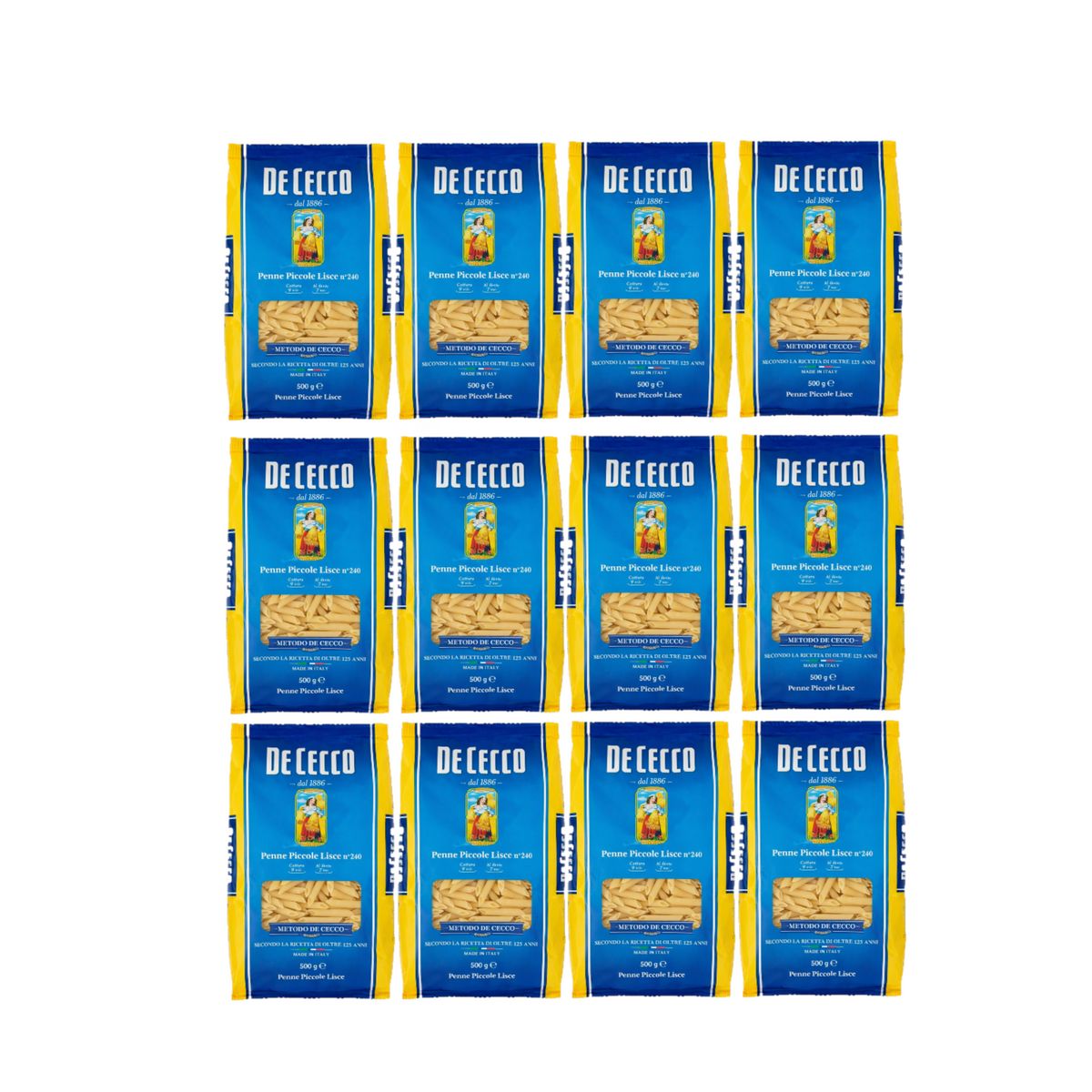 De Cecco Small Smooth Penne No. 240 500 Gr. - 12 Pieces