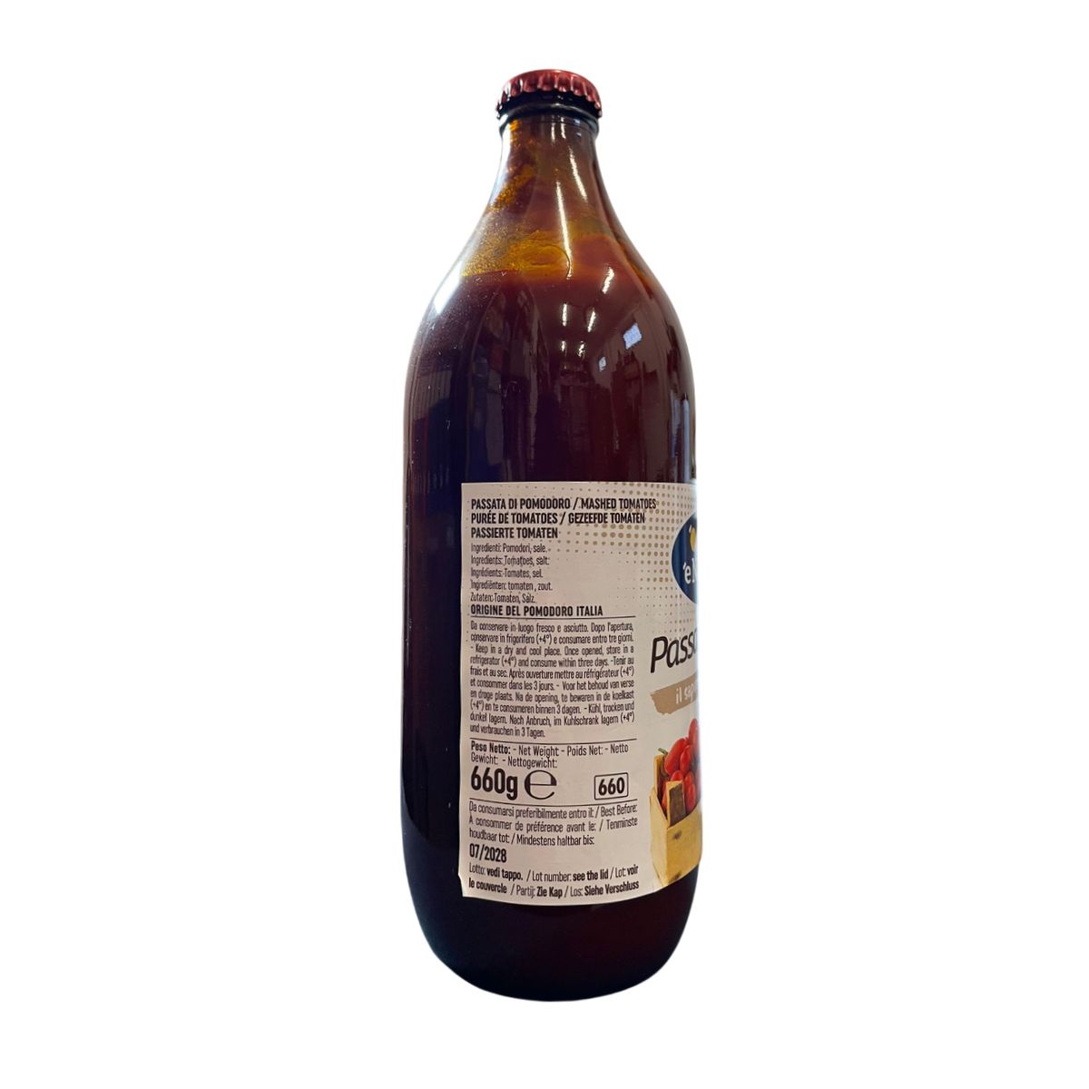 "O sole e Napule" Passata di pomodoro "reale" in vetro 660 Gr