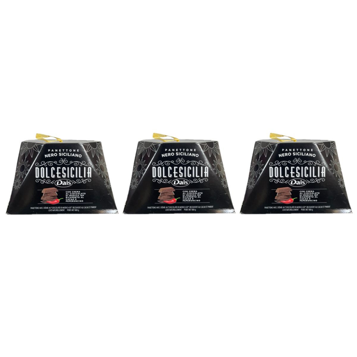 Panettone Dais à la crème de chocolat Modica IGP et au piment 800 gr - 3 pièces