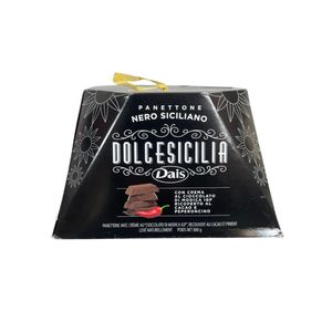 Dais Panettone à la Crème de Chocolat de Modica IGP et Piment 800 g – Gâteau de Noël Sicilien avec Glaçage Épicé au Chocolat | Fabriqué en Italie