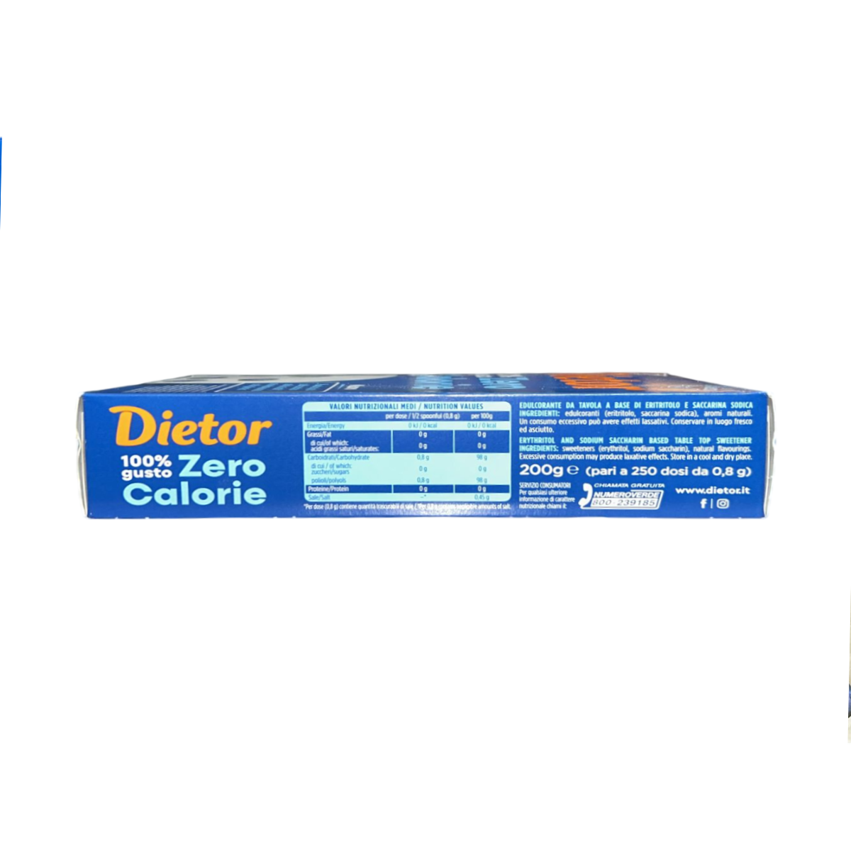 Dietor Zero Calorie Dolcificante con Eritritolo 200 Gr