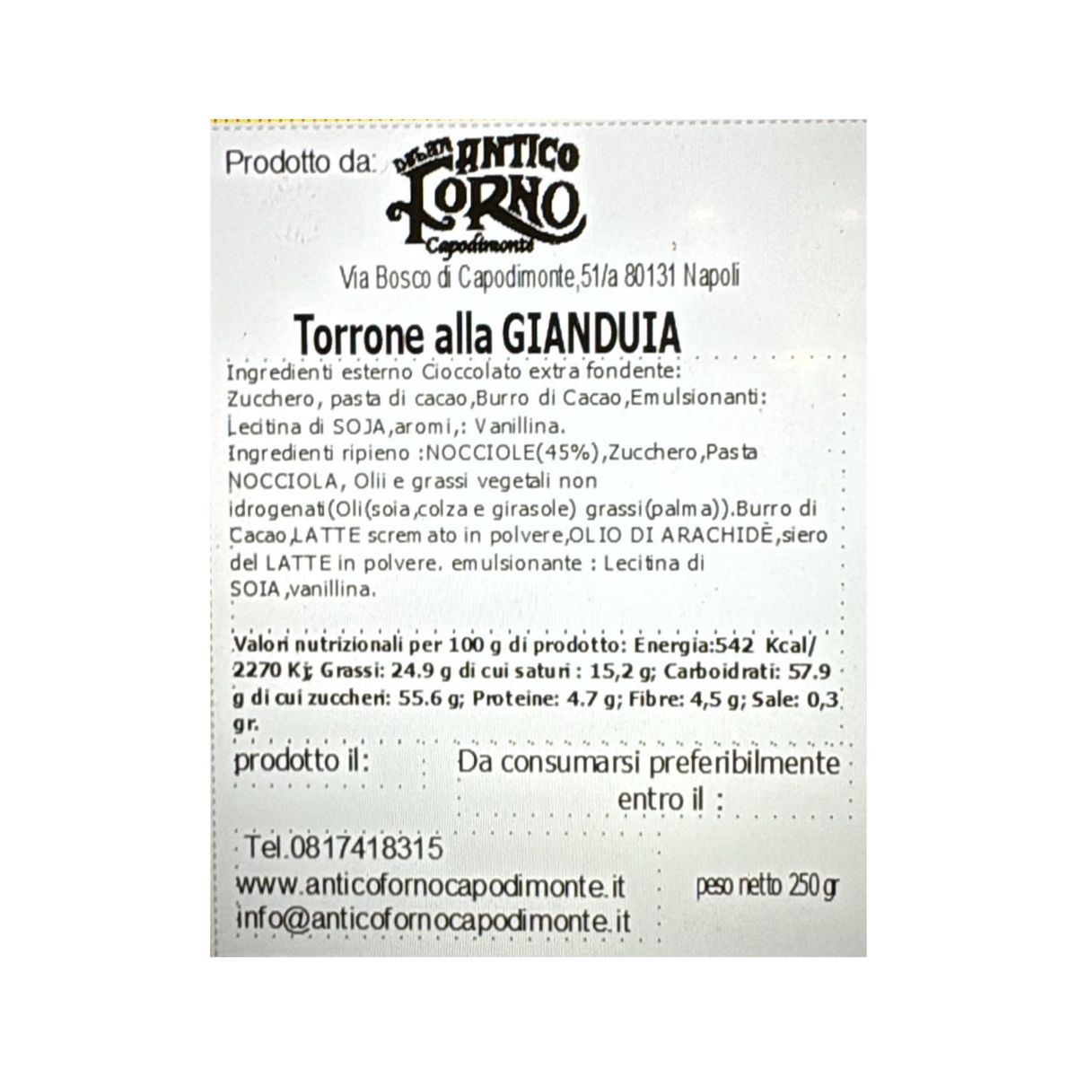 Antico Forno Torrone dei Morti con Gianduia 250g