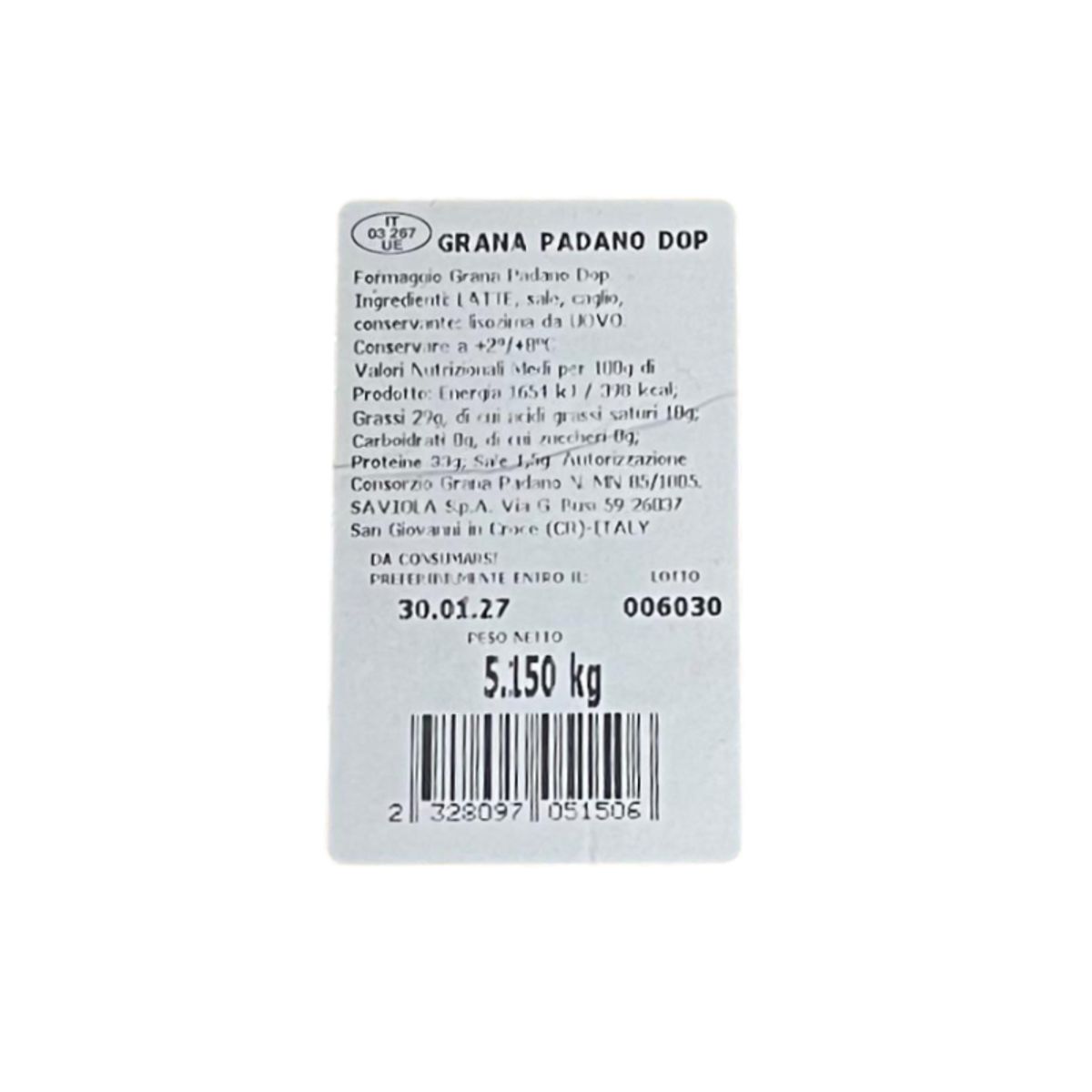 Latteria Soresina Grana Padano DOP Ungefähr 4,6 kg