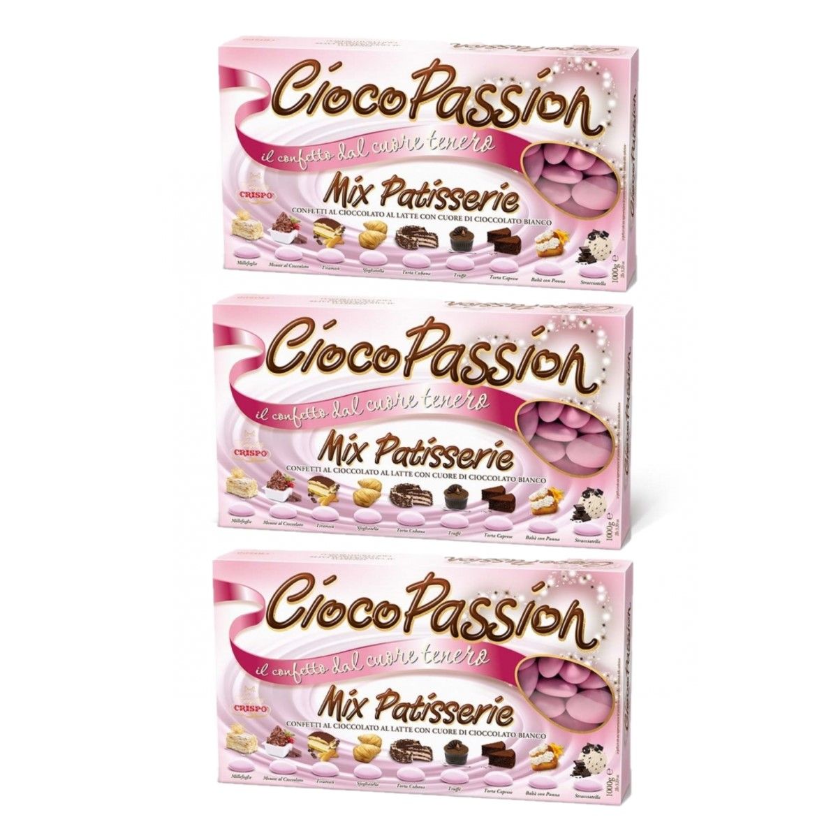 Crispo Confetti CiocoPassion Mix Patisserie rosa 1 kg. 3 pezzi