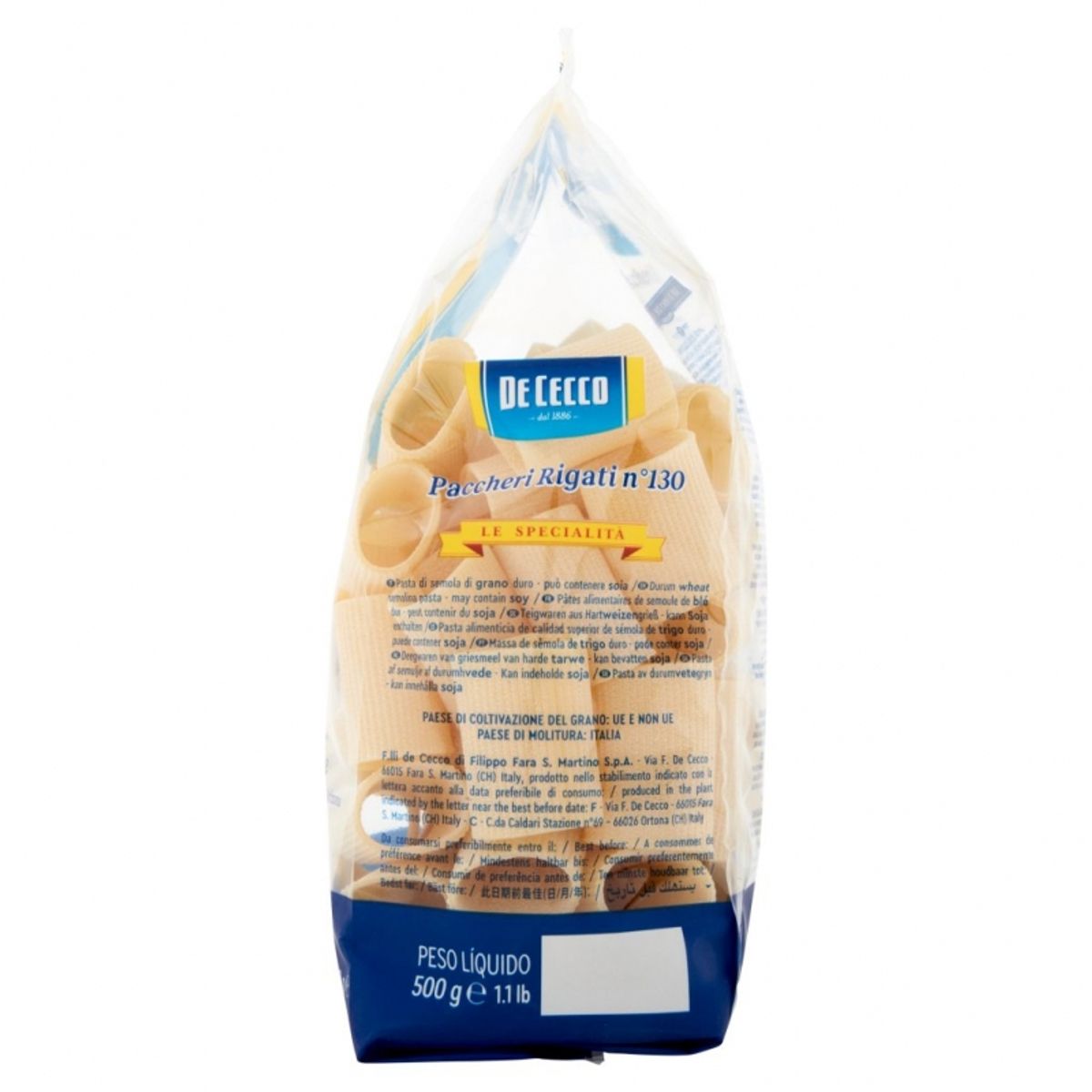 De cecco paccheri rigati n°130 500 Gr.