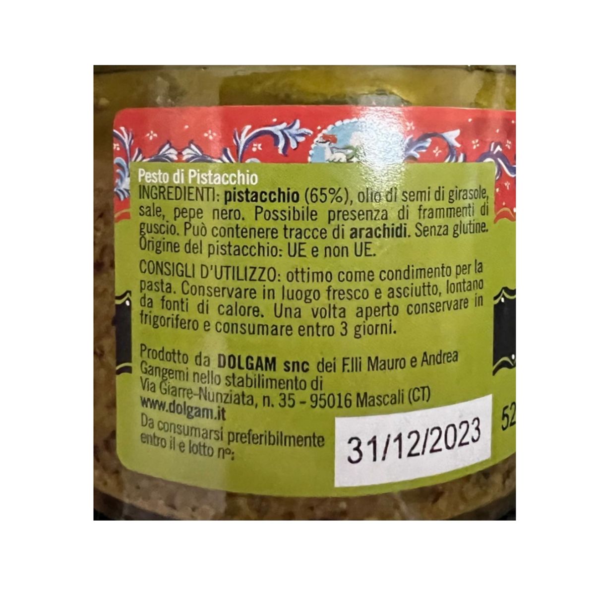 Pesto de pistachos sicilianos 190 gr.