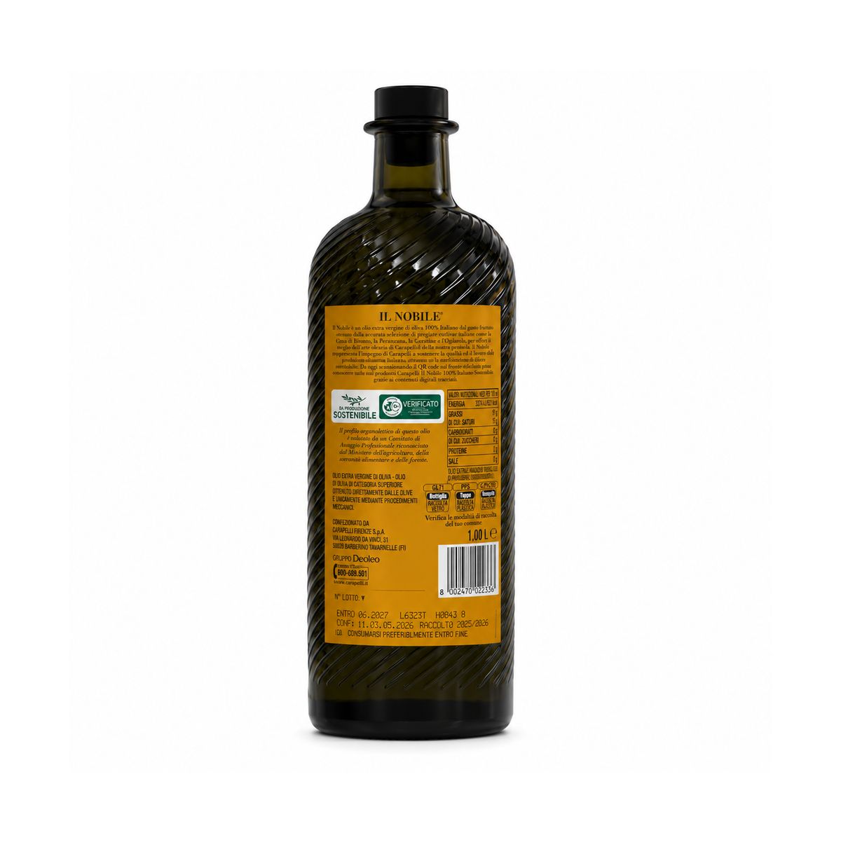 Carapelli Il Nobile 100% Italian Extra Virgin Olive Oil 1 L