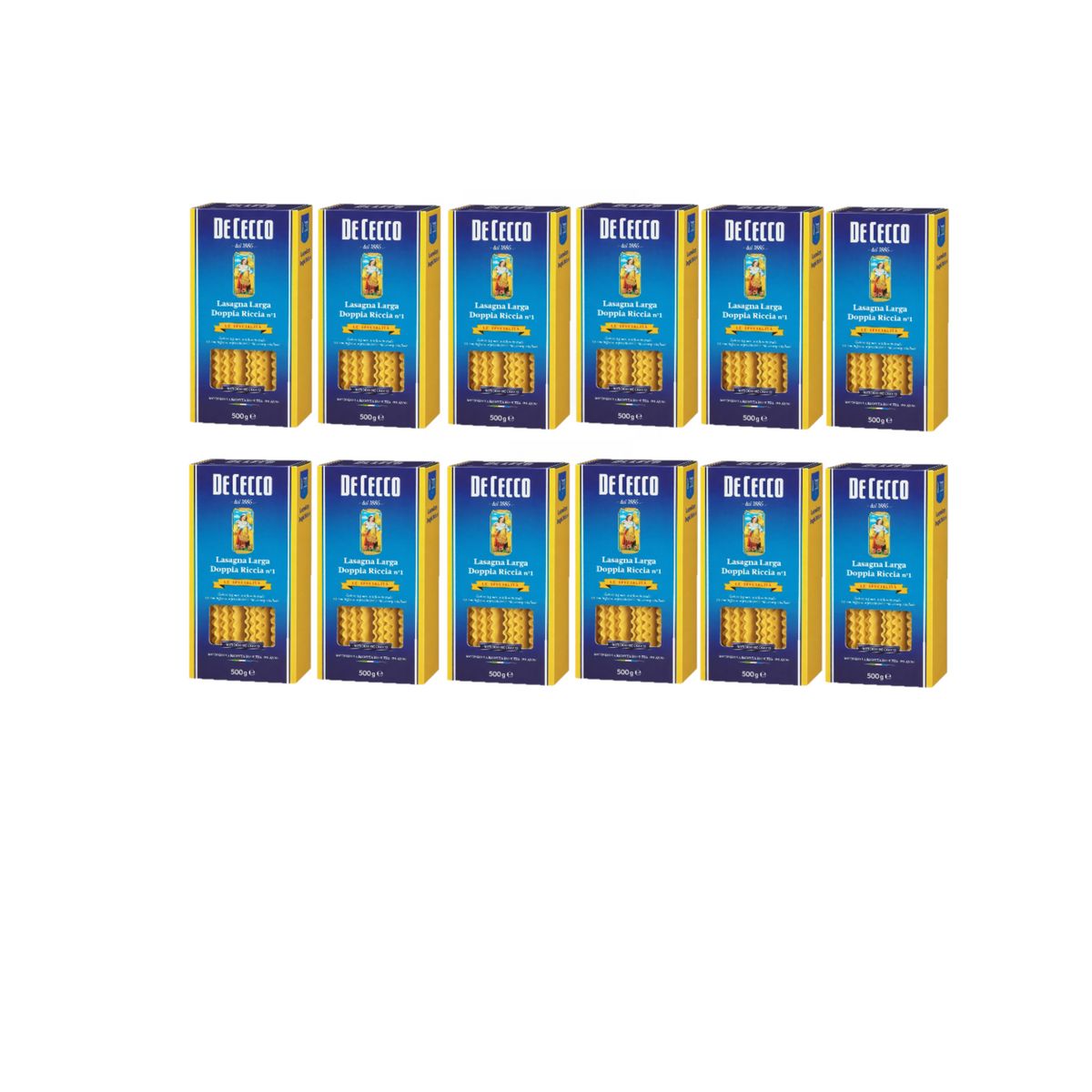 De Cecco Lasagna Large Double Curly No. 1 500 Gr. - 12 Pieces