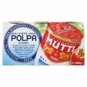 Mutti Chopped Tomatoes 3 x 400 g – Finely Chopped Italian Tomatoes for Cooking and Pizza