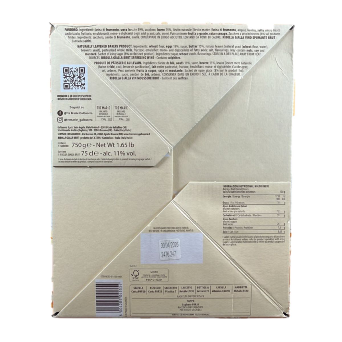 Tre Marie Christmas Charm – Traditional Pandoro and Ca’ Bolani Ribolla Gialla Brut Sparkling Wine – Elegance and Taste for the Holidays