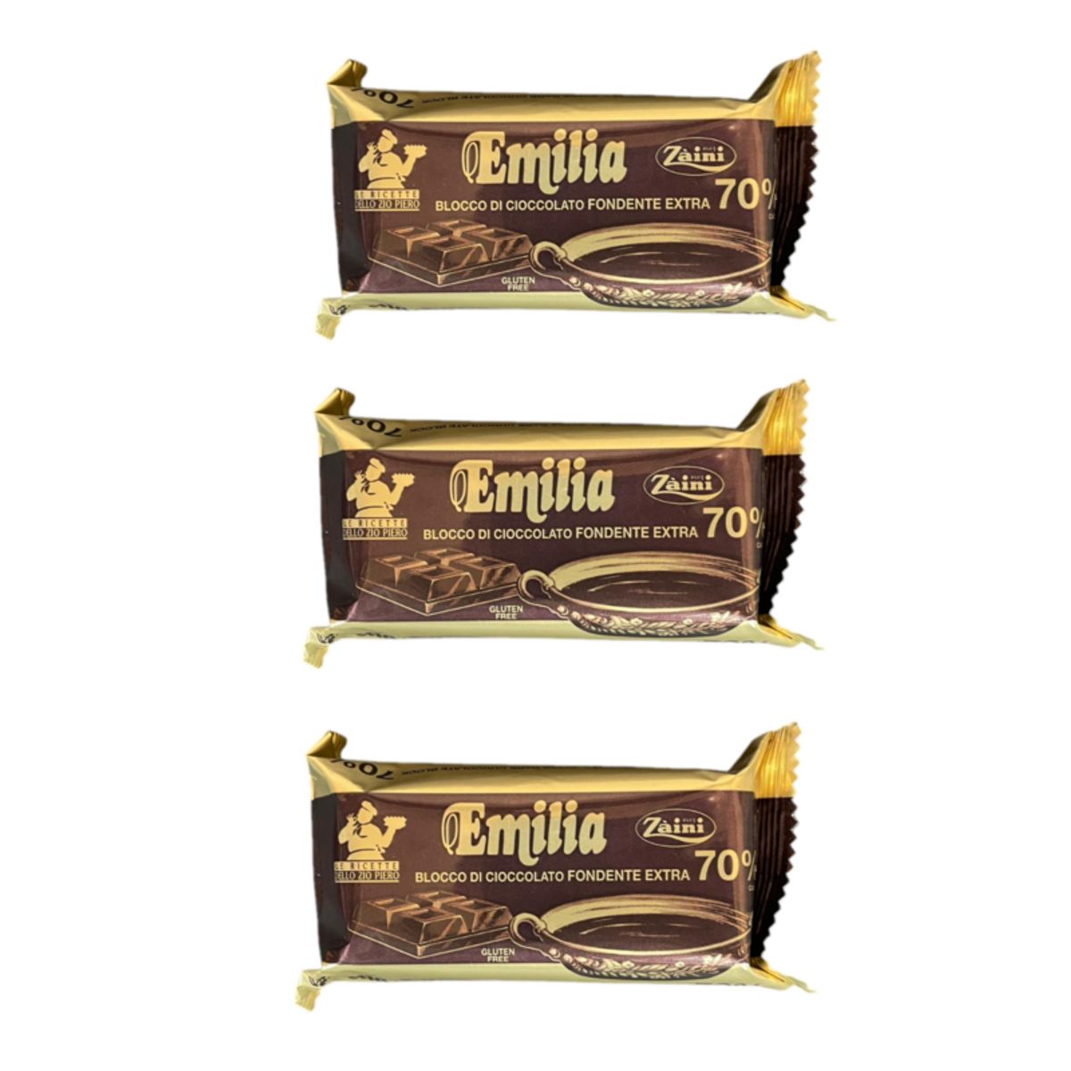 Emilia Zaini – 200g Tafel extra dunkle Schokolade 70% | Italienische Handwerksqualität, perfekt für Desserts und Verkostungen - 3 Stück