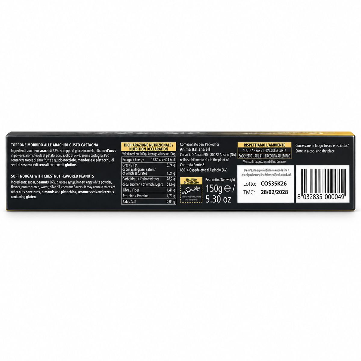 Torrone suave sabor castaña O'Sarracino 150 g
