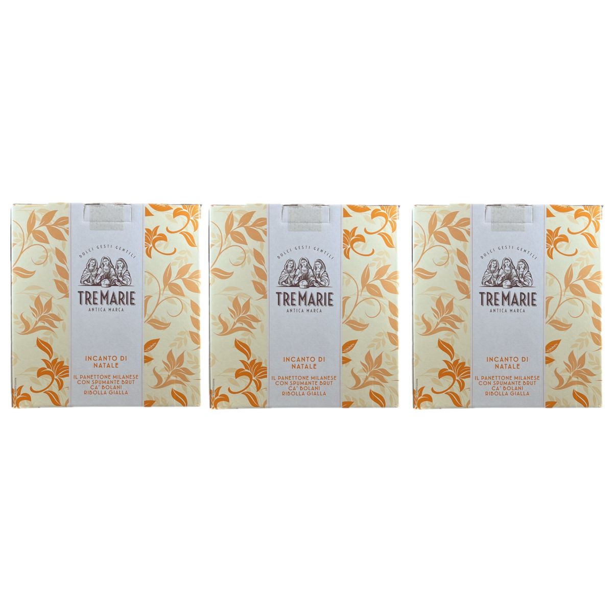 Tre Marie Christmas Charm Panettone 750g with Ca’ Bolani Ribolla Gialla Brut Sparkling Wine - 3 Pieces