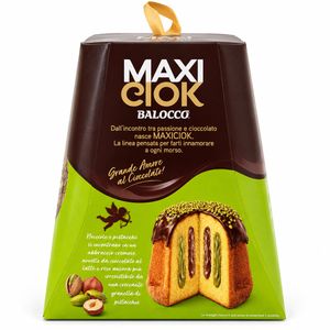 Balocco Pandoro MaxiCiok Pistache & Noisette 800 g – Pandoro Italien Fourré aux Deux Crèmes et Enrobé de Chocolat au Lait_1