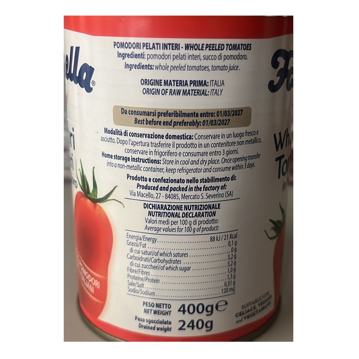 Tomates pelées Fontanella Easy Open 400 g