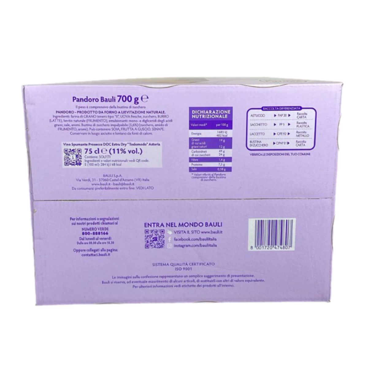 Bauli Il Pandoro with Prosecco DOC Astoria 700g + 75cl – Soft Christmas cake and quality Italian sparkling wine | Gourmet gift edition