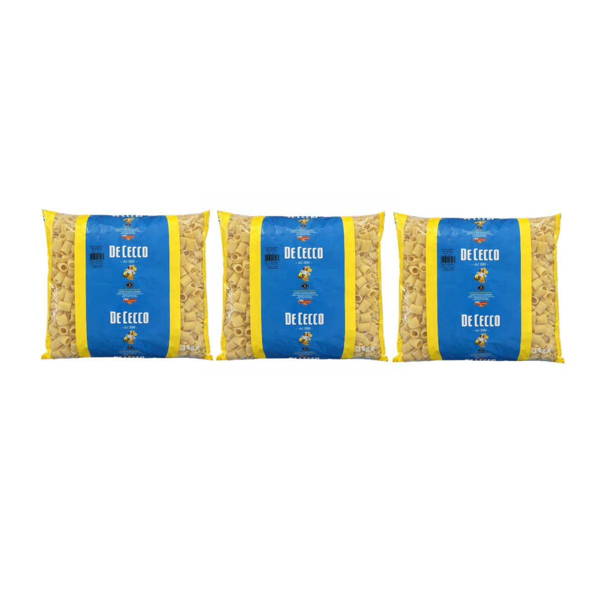 De Cecco Mezzi Rigatoni 3 Kg. - 3 Pieces