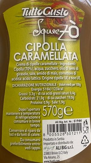 TuttoGusto squezò crema di cipolla caramellata 570 Gr._1