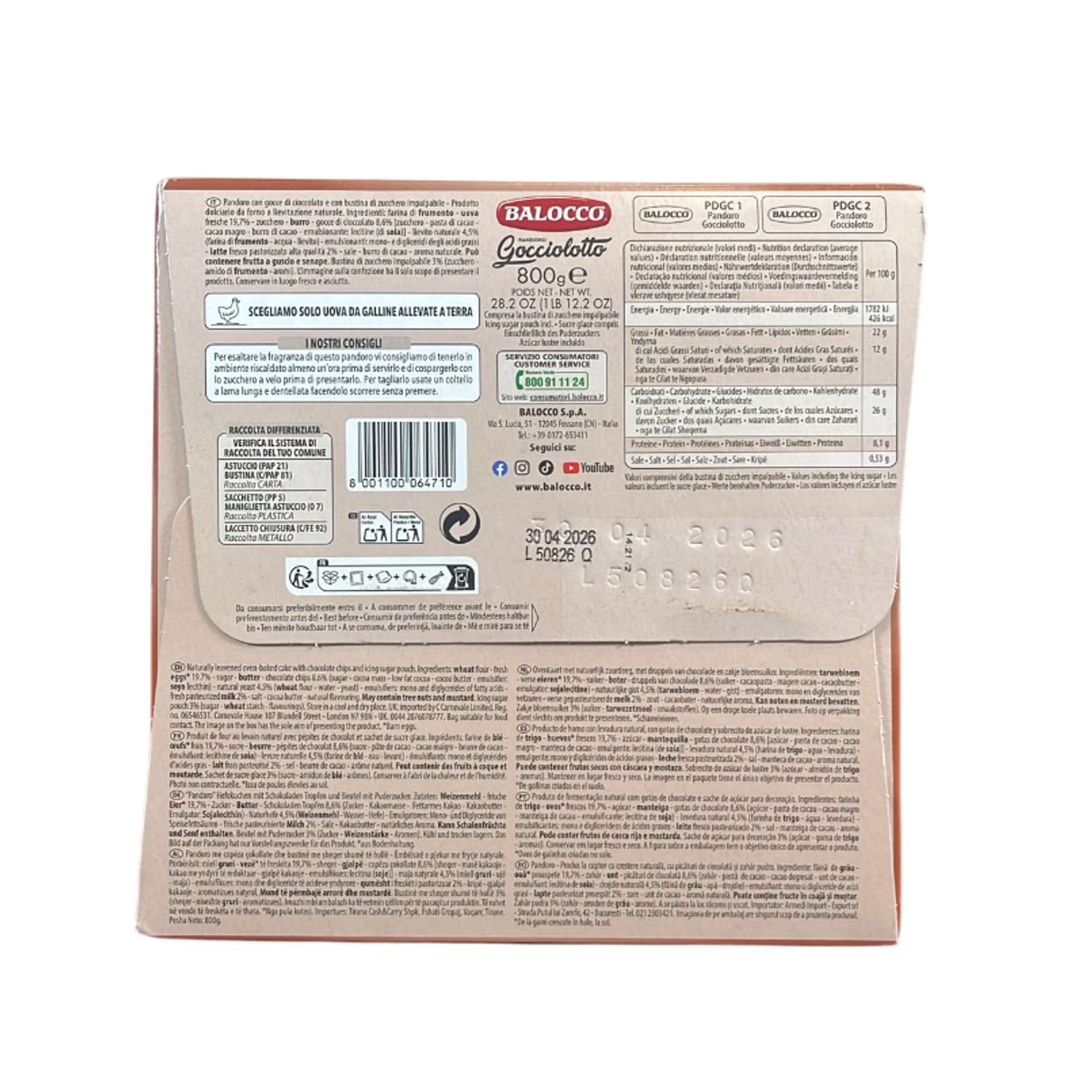 Balocco Pandoro Gocciolotto 800 g