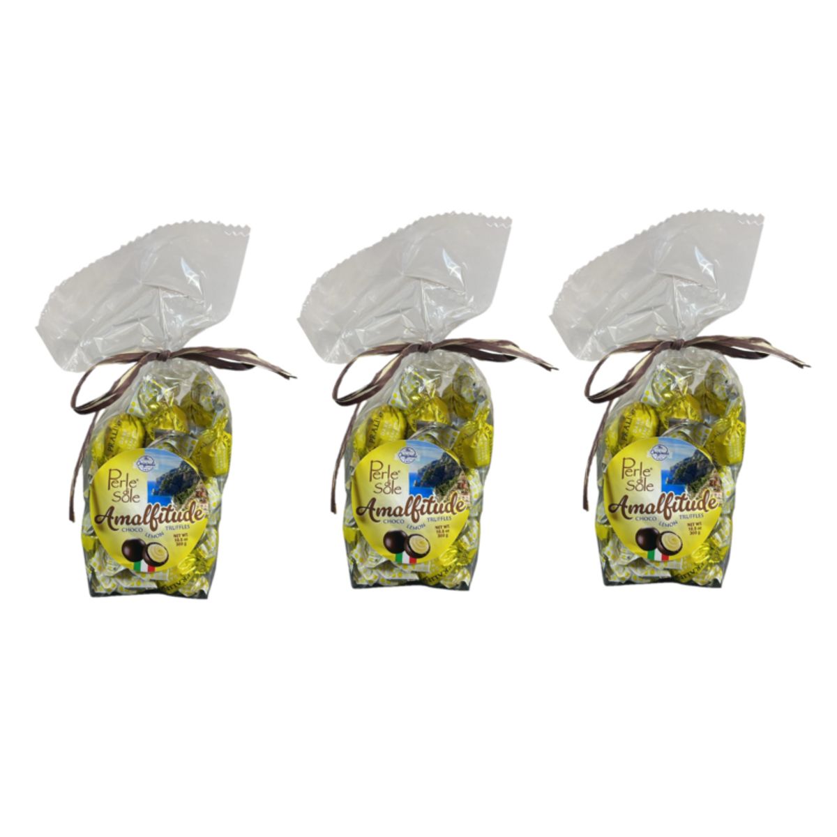 Perle di Sole Amalfitude – Trufas de Chocolate Negro y Limón Costa de Amalfi IGP 300g | Especialidad Italiana - 3 Pezzi