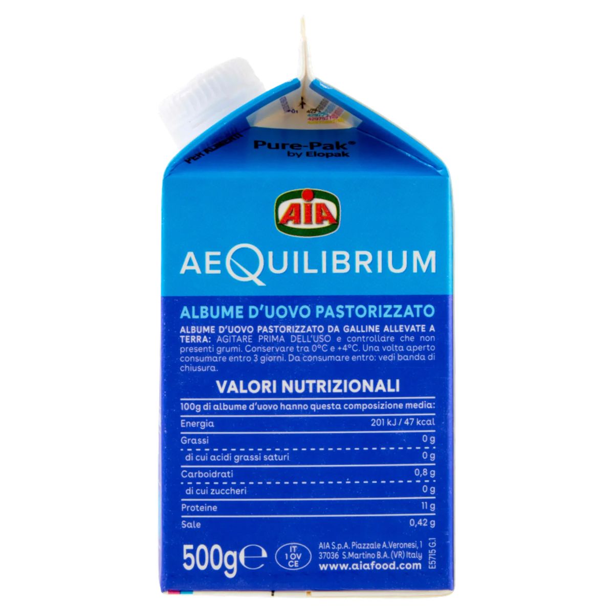 Aia aeQuilibrium Albume d'Uovo Pastorizzato 500 Gr.