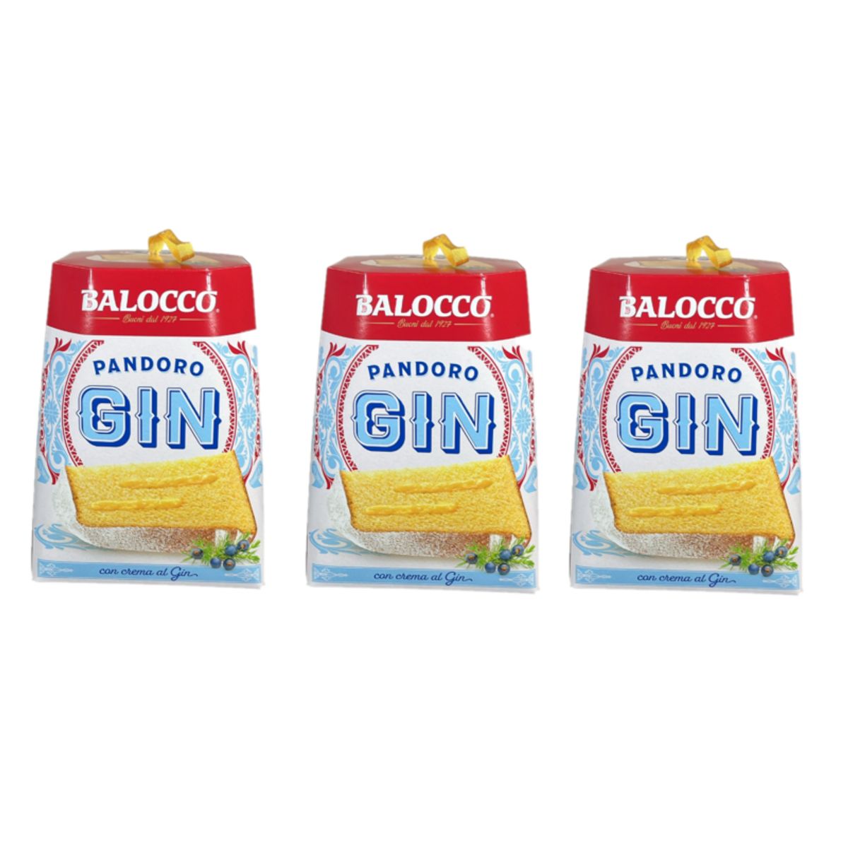 Balocco Pandoro al Gin 800g – Dolce natalizio artigianale con crema al Gin, gusto elegante e raffinato - 3 Pezzi