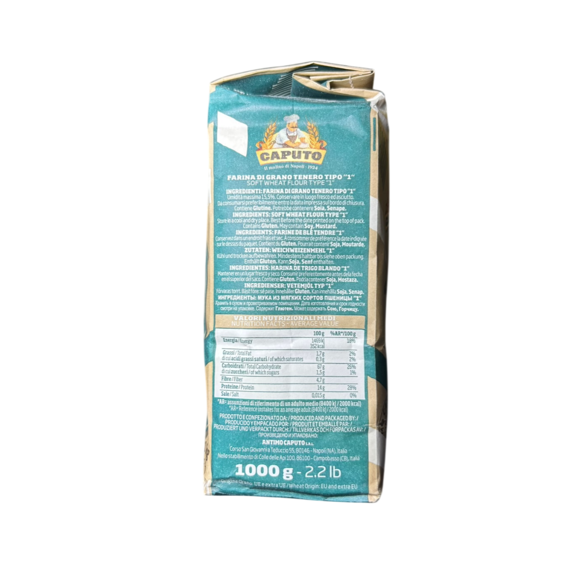 Caputo Farina di Grano Tenero Tipo 1 con Germe e Crusca Naturali 1 Kg
