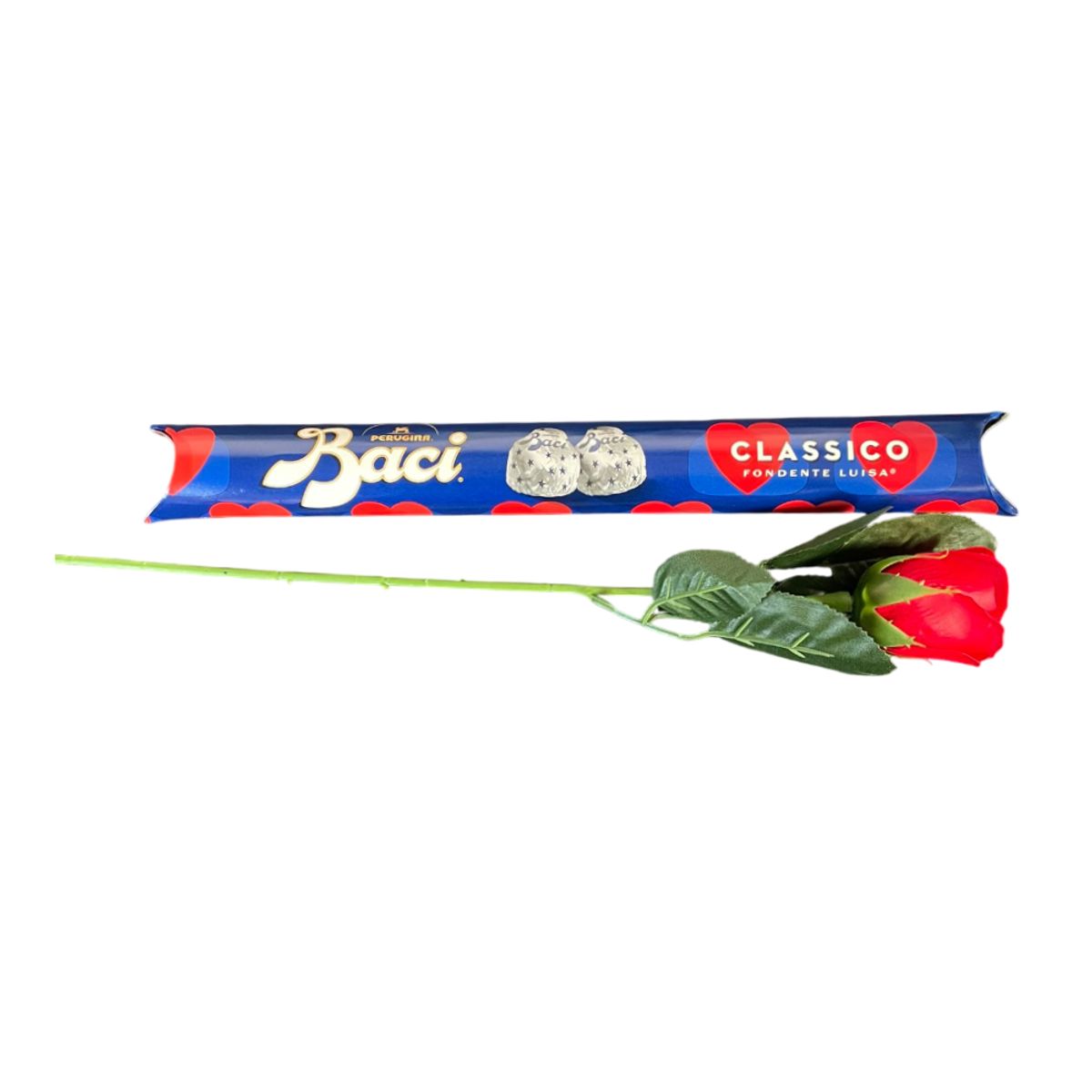 Baci Perugina Tube de chocolat noir classique Luisa 125g + Rose offerte