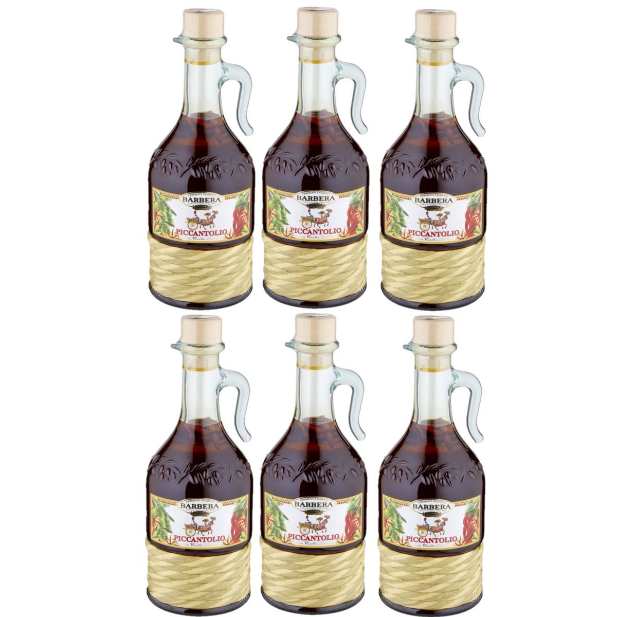 BARBERA OIL « Piccantolio » Condiment à base d'huile d'olive extra vierge aromatisée au piment 500 ML - 6 Pièces