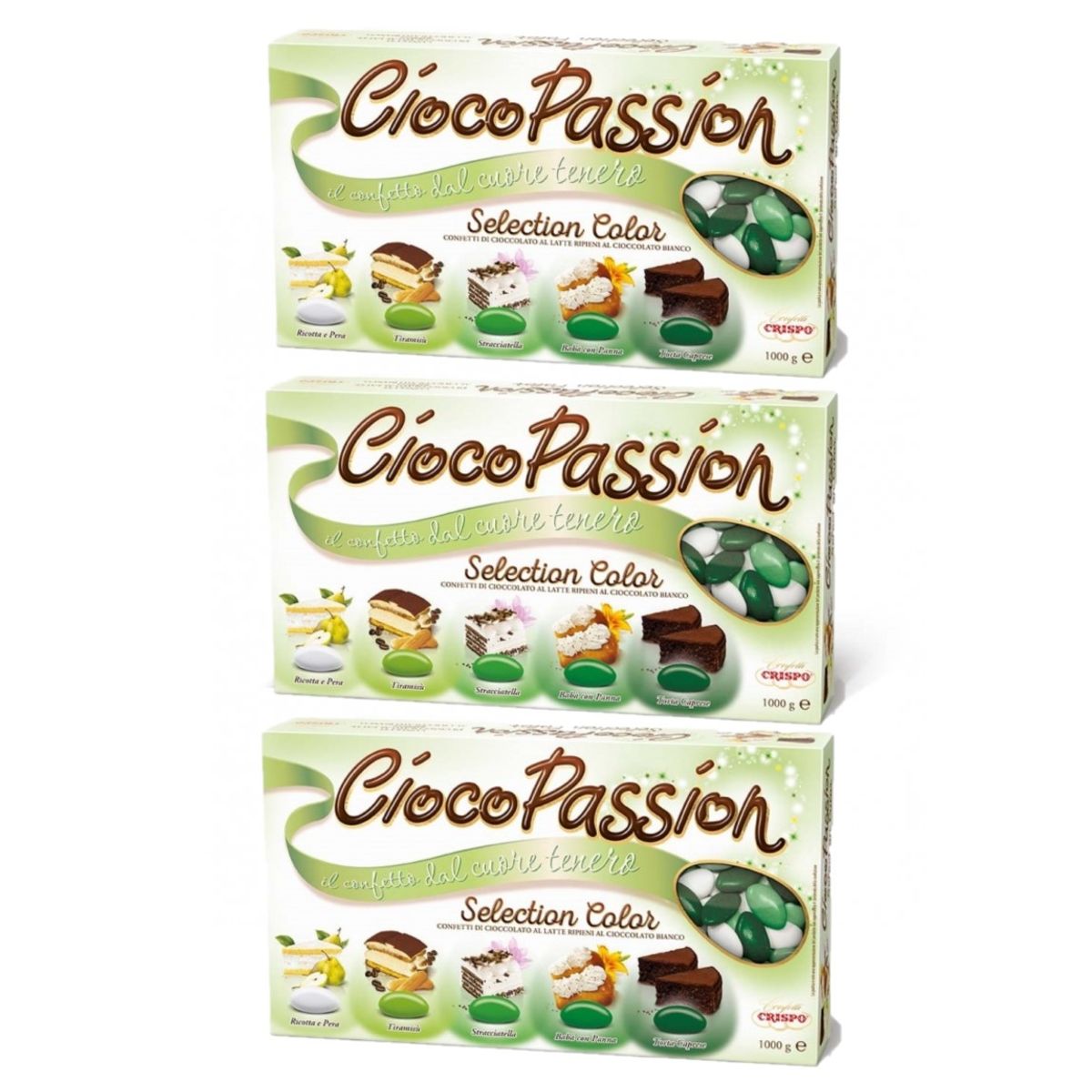 Crispo Confetti CiocoPassion Selection Color Verdi 1 kg. 3 pezzi