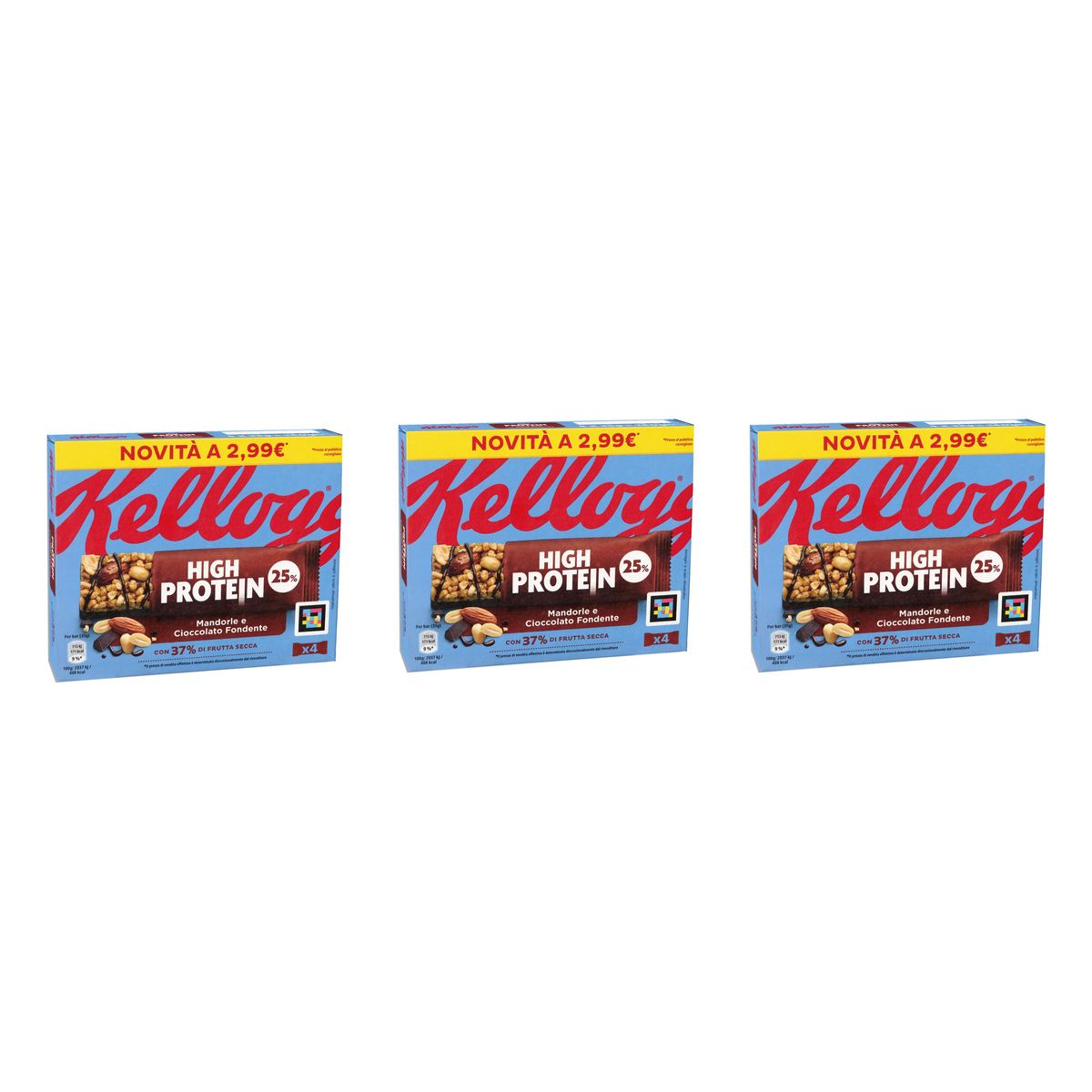 Kellogg's High Protein 25% Mandorle e Cioccolato Fondente 4 x 35 Gr.