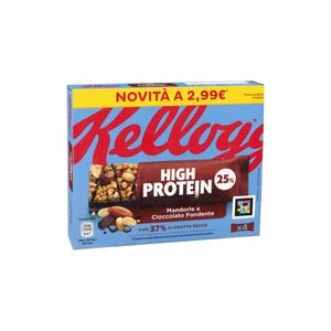 Kellogg's High Protein 25% Mandorle e Cioccolato Fondente 4 x 35  Gr.