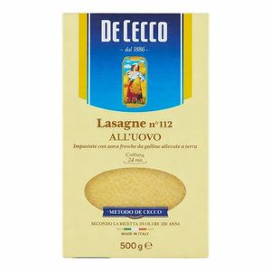 De Cecco Lasaña al Huevo n.º 112 500 g – Pasta de sémola de trigo duro con huevo