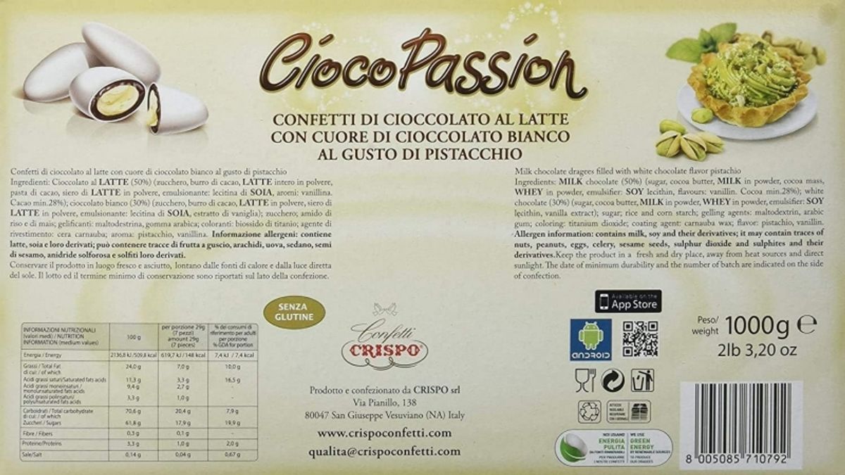 Crispo Confetti CiocoPassion Pistachio 1 kg.