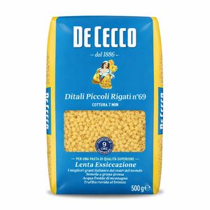 De Cecco Ditali Piccoli Rigati n° 69 500 g – Pasta di Semola di Grano Duro a Trafilatura Ruvida