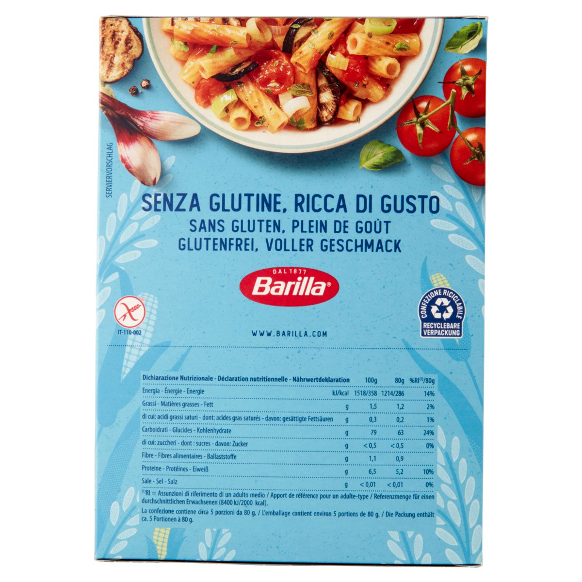Barilla Pâtes Tortiglioni Sans Gluten 400 Gr.