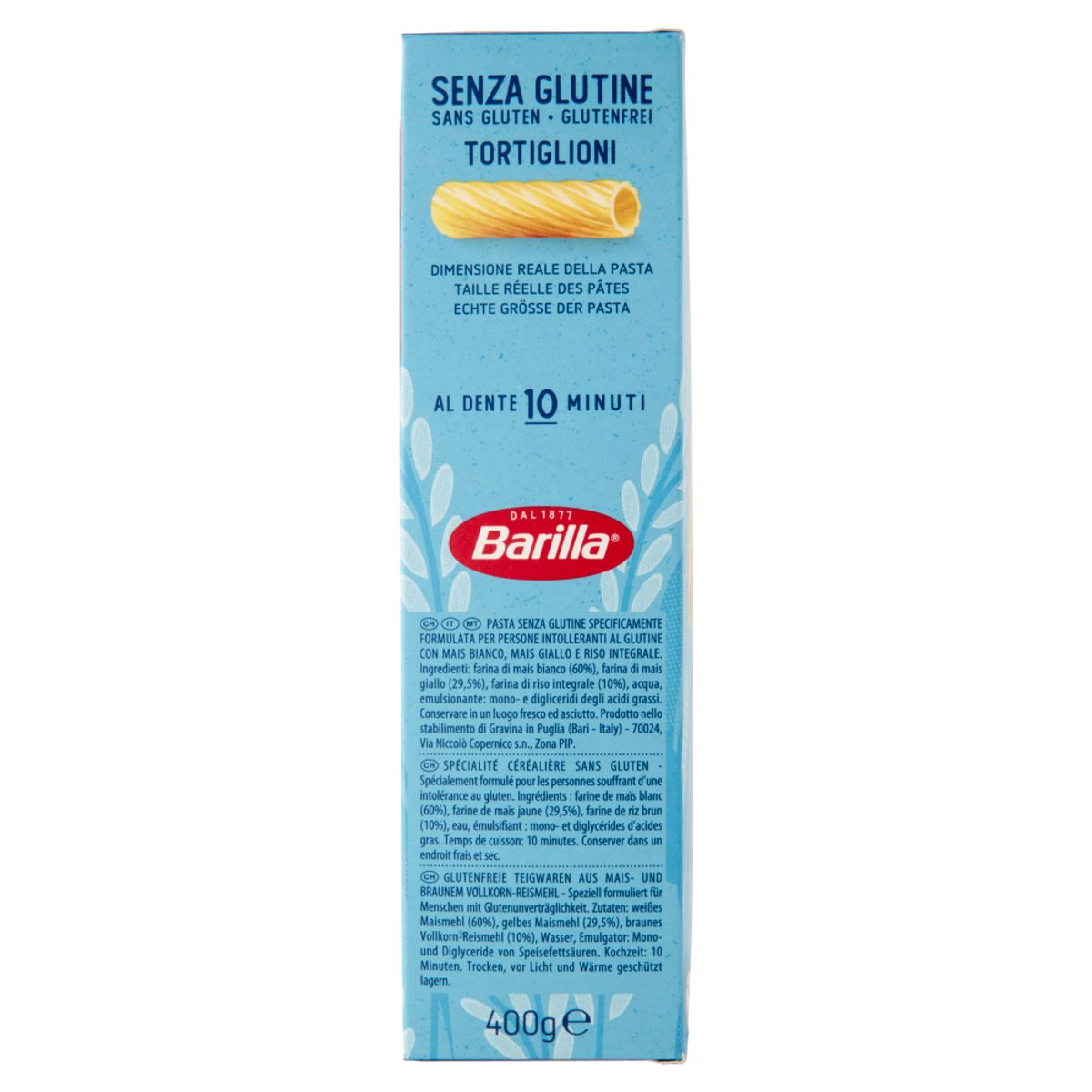 Barilla Pâtes Tortiglioni Sans Gluten 400 Gr.