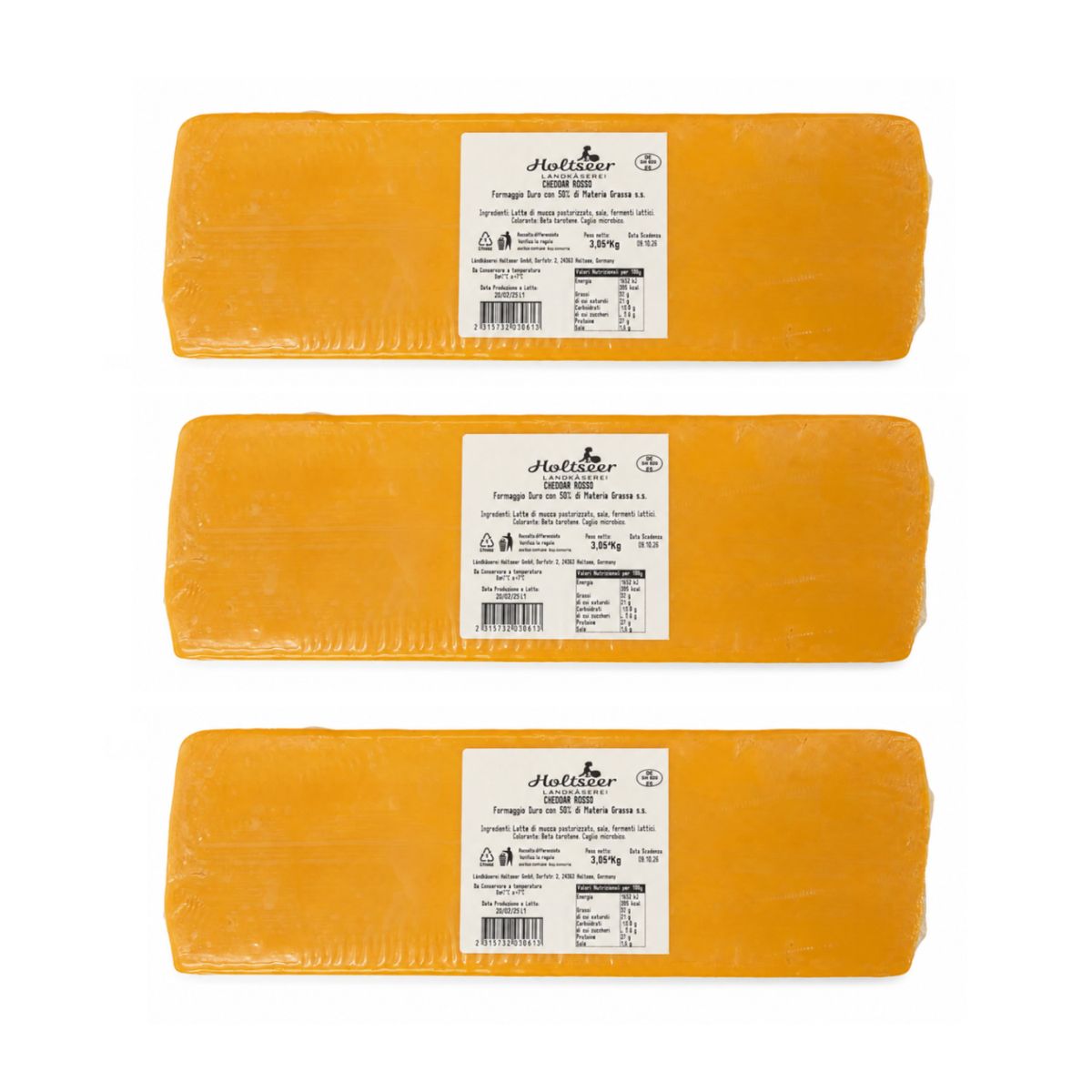 Queso duro Holtseer Red Cheddar Landkäserei 3,05 kg - 3 piezas