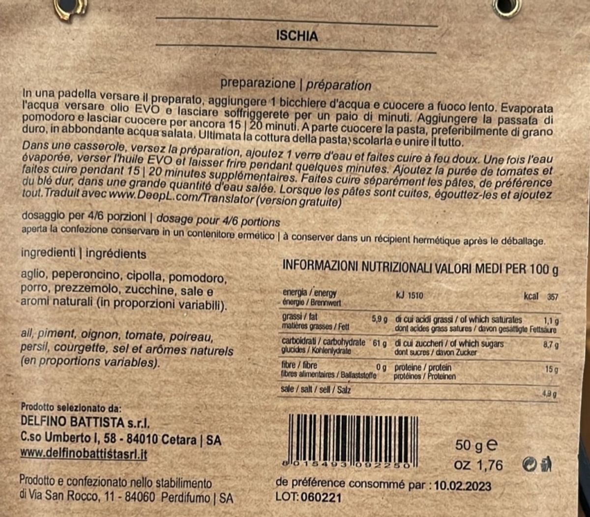 Fantasia Napoletana kit 5 preparati per pasta da 50 Gr.