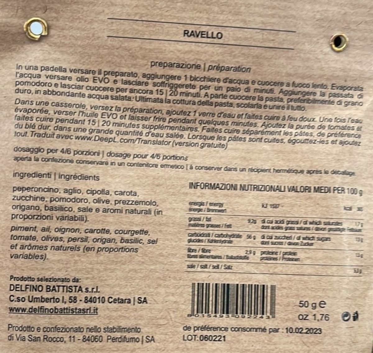 Fantasia Napoletana kit 5 preparati per pasta da 50 Gr.