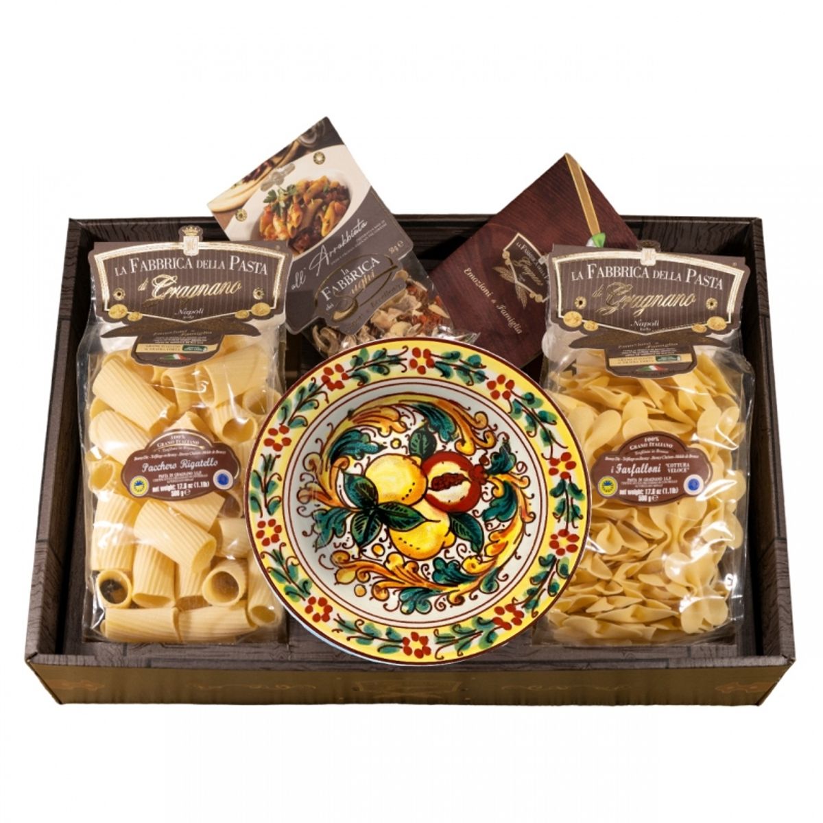 La Fabbrica della Pasta di Gragnano "Sorrento gift box with soup plate, pasta and condiments" Gragnano IGP pasta