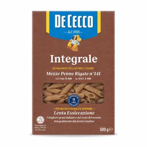 De Cecco Mezze Penne Rigate Integrali n°141 500 g – Pasta Integrale di Grano Duro