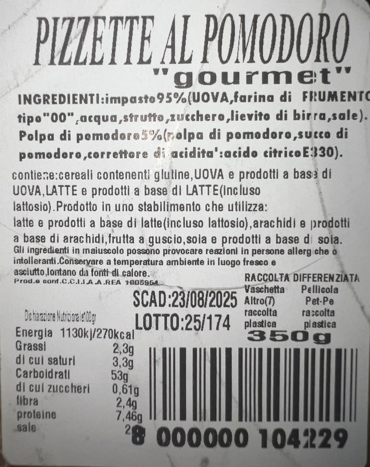 Pizzas aux tomates Garofalo Specialities 350 Gr.