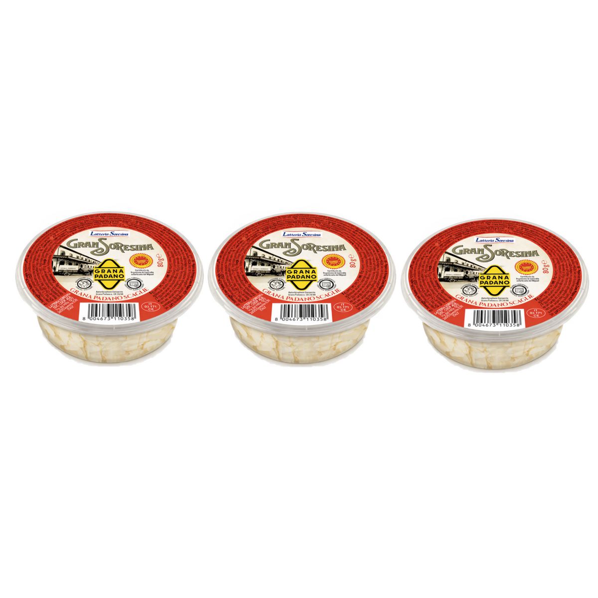 Latteria Soresina Scaglie di Grana Padano 80 g - 3 Pezzi