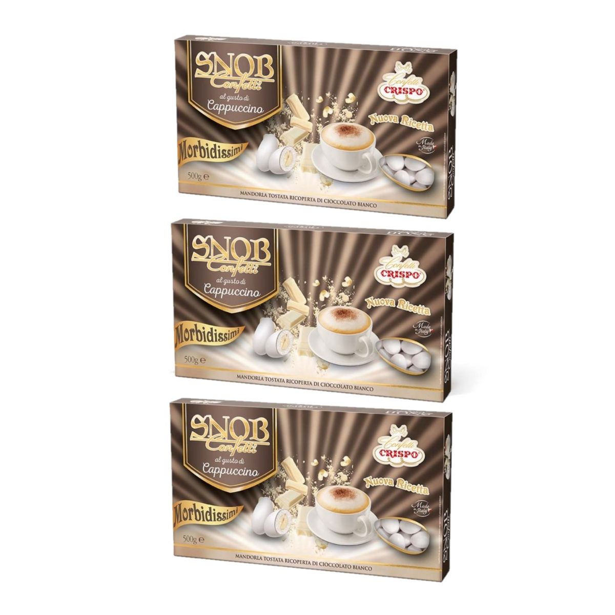 Confetti Crispo Snob Cappuccino 500 Gr. 3 pezzi