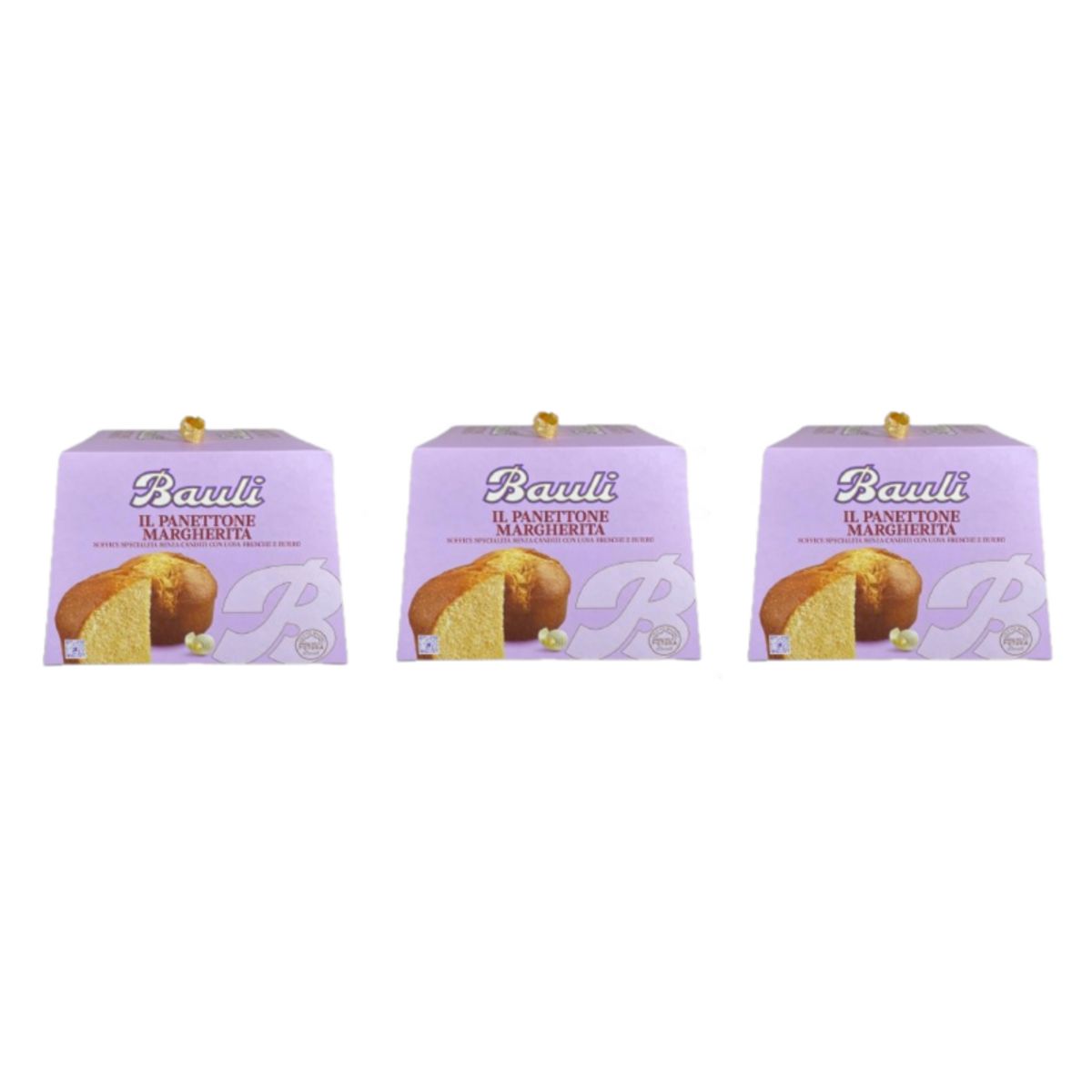 Bauli Panettone Margherita 700g – Gâteau moelleux sans fruits confits aux œufs frais et au beurre, levé naturellement, produit de boulangerie italien typique 3 Pièces