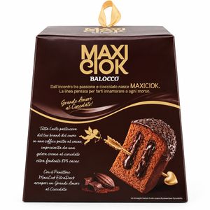 Balocco Panettone MaxiCiok ExtraDark 800 g – Panettone Italien Fourré à la Crème de Chocolat Noir Intense_1